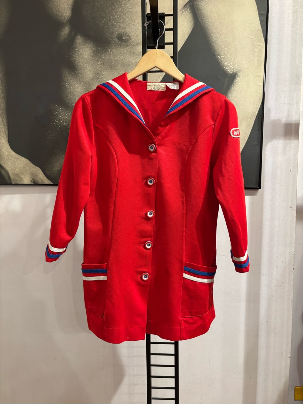 Vintage Uniform from A and P Grocery Store Red Sailor Ladies Jacket 1970s